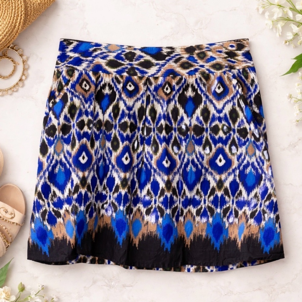 Fashion Bug Aztec Print Womens Full Skirt 100% Cotton Size 16